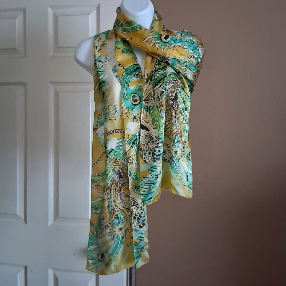 Ed Hardy Phoenix 100% Cotton Scarf Colorful Patterned Scarf Y2K Rare Vintage